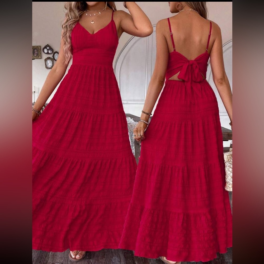 Boho cutout tie back maxi dress